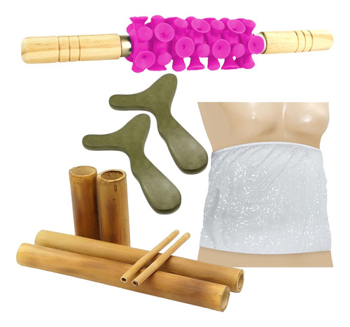 Rolo  Massagem Turbinada + Kit Bambu  +cinta Térmica+pantala