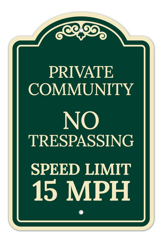 Private Community No Trespassing Speed Limit 15 Decor Sign