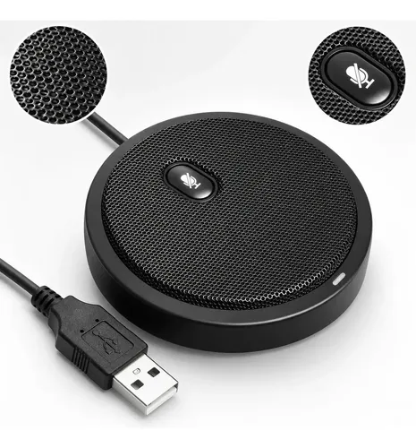 Microfone Conferência Usb Condensador Omnidirecional 360° Led Mudo H