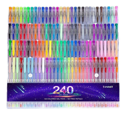 Plumas De Gel 240 Pza Multicolor Tanmit C