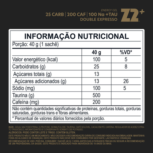 Energy Gel Z2+ (cafeina) - Double Expresso (25carb)-cx C/ 10