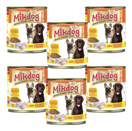 Alimento Húmedo En Lata Para Perros Mikdog Paxk X6 Bye