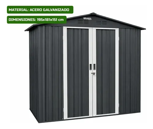 Cobertizo Branx Fortex Caseta Deposito 194x181x151 Galpon Exterior Gris Oscuro
