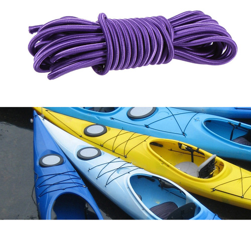 Cuerda Elástica Para Kayak De 5 Mm, Color Morado, 5 Metros,