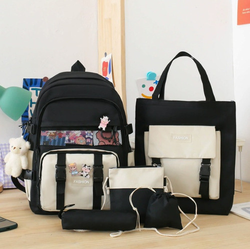 Set De 5 Piezas De Mochila Universitaria Multifuncional