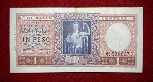 Billete 1 Peso Moneda Nacional Bottero 1914