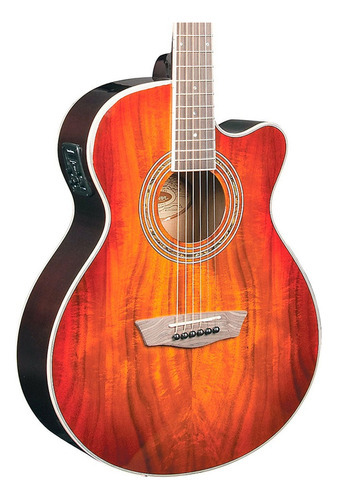 Guitarra Electroacústica Washburn Ea55g Mini Jumbo Tapa Koa Color Sunburst Orientación De La Mano Diestro