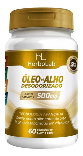 Óleo De Alho Desodorizado 60 Caps - Herbolab