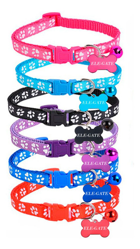 Collar Reflejante Perros Gatos Seguridad Broche Placa Nombre Color Azul Tamaño Del Collar 21.5 Cm