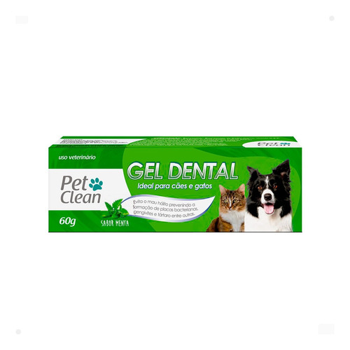 Pasta De Dente Creme Dental Gel Cães E Gatos Pet Clean 60g