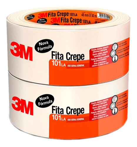 Fita Crepe 3m 101la Uso Ger.48x50m - Kit C/2 Rolos