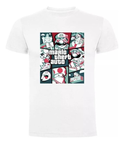 Polera De Algodon - Mario Theft Auto - Mario Bros Gta