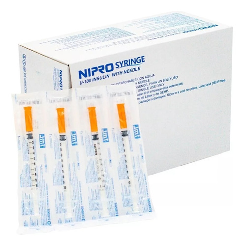 Jeringa 1cc Insulina 29x1/2 Nipro Caja 100 Unidades