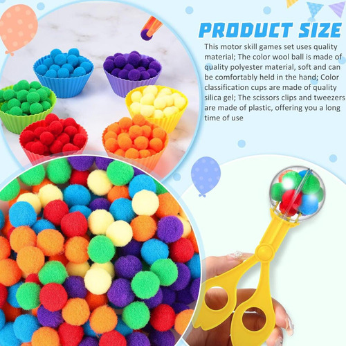 Np Pompones Rainbow Counting Sorting, Juguetes Sensoriales