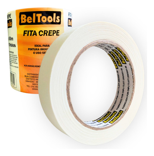 Fita Crepe Adesiva Branca 24mm X 50m Média Pintura C/ 5 Rolo