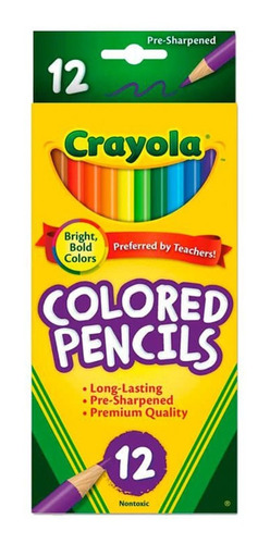 Caja Lapices De Colores Largos Crayola 12 Colores Infantil