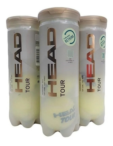 Pelotas Tenis Head Atp Gold Tubo X 3 Pelotitas Padel Tennis Cemento Ladrillo Diseño Tour Gold