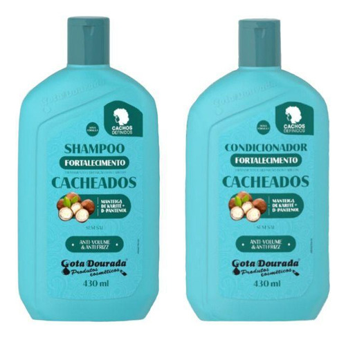 Kit Gota Dourada Fortaleci Cacheados Shampoo + Condicionador