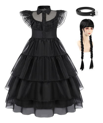 Disfraz De Merlina Adams For Niña Vestido Wednesday Adams