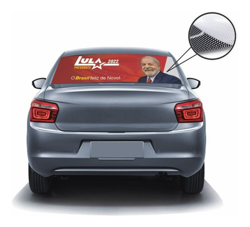 Adesivo Perfurado Vidro Traseiro Carro Lula 2022 Pt1 15x30cm
