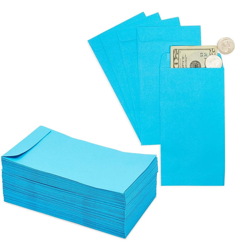 Paquete De 100 Sobres Azules Para Dinero Para Nómina, Ahorro