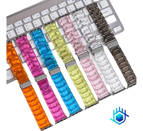 Imagen 6 de 6 de Correa Extensible Para Apple Watch Acrilico Premium + Mica