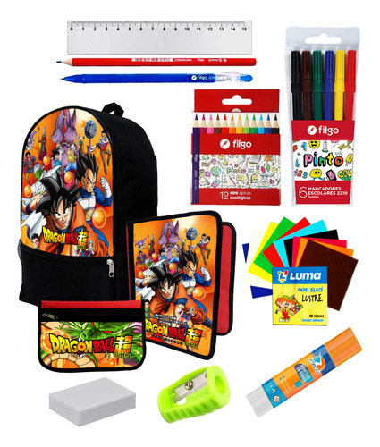 Super Set Mochila + Utiles De Dragon Ball C250