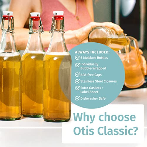 Otis Classic Swing Top Glass Bottles - Juego De 6, 16 Oz Con