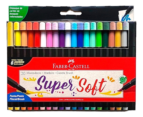 Marcadores Faber Castell Super Soft Brush X20 Colores