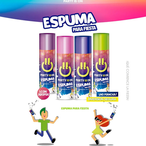 Espuma Para Fiesta En Spray Con Aroma Pack 4 Latas De 250ml