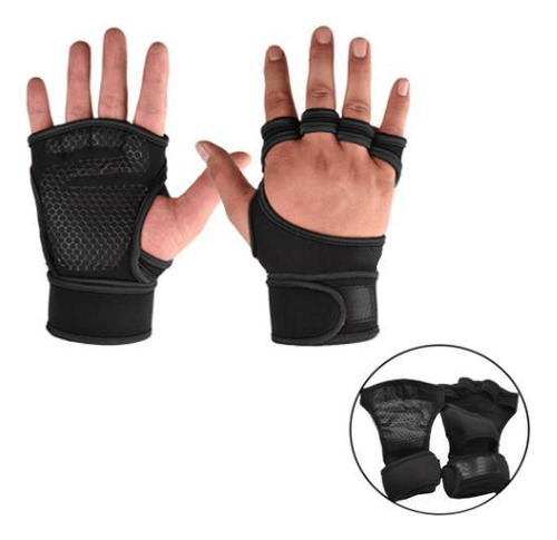 Luvas Musculação Grip Emborrachado - Preto - Tamanhos M/l/xl