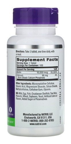 Imagen 4 de 5 de Cabello Increíble Con Natrol 10,000 Mcg Con 100 Tabs