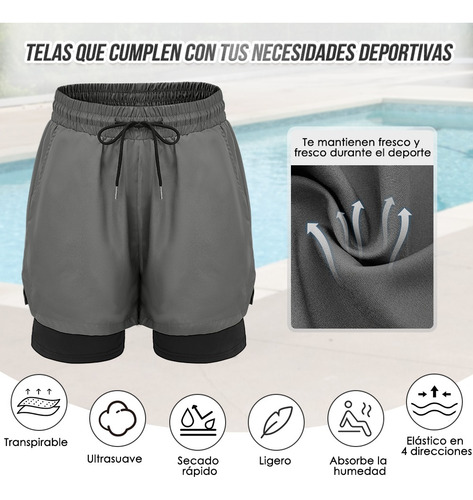 Short Lycra Deportiva Hombre Gym Con Forrado Secado Rápido