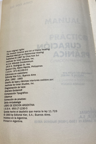 Libro Manual Práctico De Curación Pránica - Choa Kok Sui (Usado)