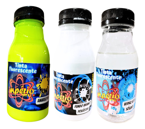 Tinta Fluorescente Neon + Branco + Verniz Uv - 250ml