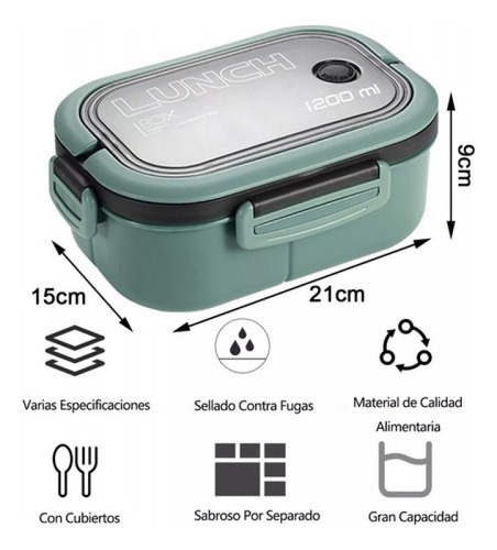 Hh Fiambrera De Doble Capa Con Compartimentos Lonchera Bento