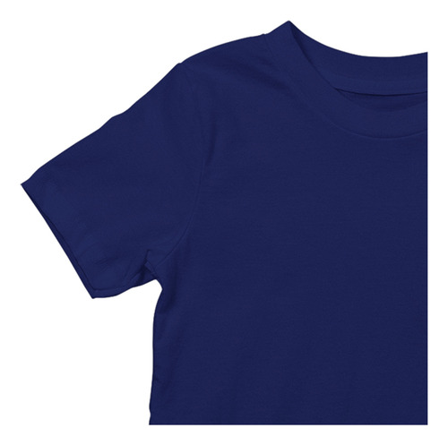 Playera Cuello Redondo Lisa Para Niño Azul Marino Algodón