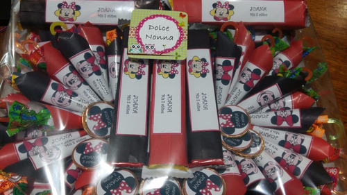 Candy Bar Minie Mouse En Rojo P/30 Chicos/90 Golosinas!