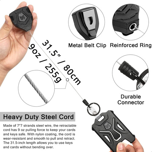 Porta Credenciales Retráctil Y Llavero Resistente Clip...