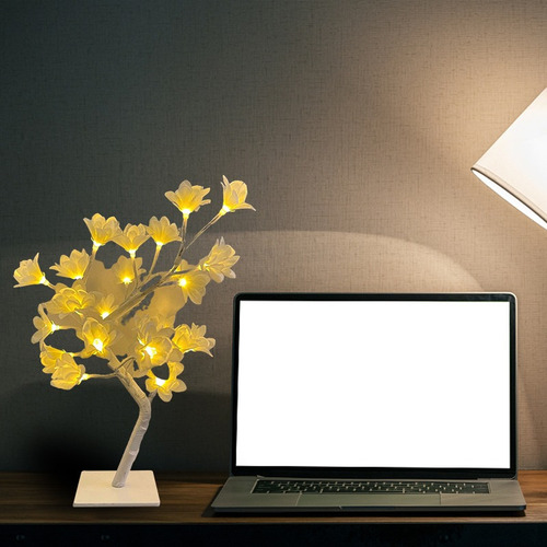 Luz De Noche De Rosa Con Luz De Árbol De Flor De Cerezo Led