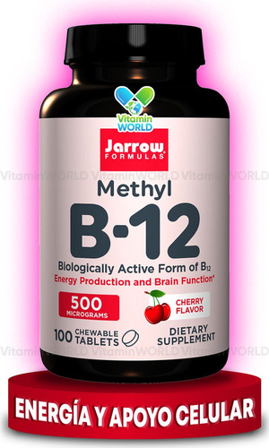 Suplemento en comprimidos masticables Jarrow Formulas  Methyl Methyl B-12 vitamina b12 sabor cereza en pote 100 un