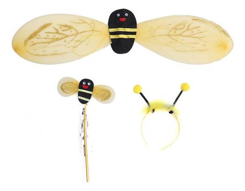 Set De Disfraz De Abeja Amarilla Para Niños Con Alas, Diadem