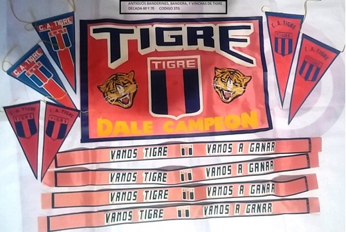 Banderines Antiguo Coleccion  Club Tigre Futbol  Cod 3tg