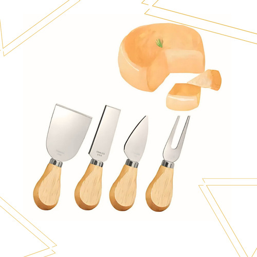 Conjunto P/ Cortar Queijo 4 Pçs Frios Utensilio Inoxidável