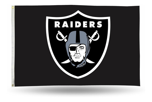 Nfl Oakland Raiders Bandera De Un Solo Lado De 3 Pies P...