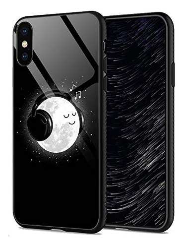 Zhegailian Caja Compatible Con iPhone XS Case,moon Escuchar