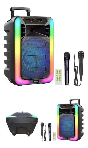 Parlante A Bateria Recargable Portatil 15 Pulgadas Karaoke Negro