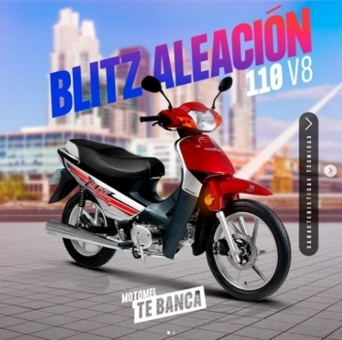 Imagen 10 de 18 de Motomel Blitz Full Con Alarma 110 Rojo V8 0km 2023 Ap Motos