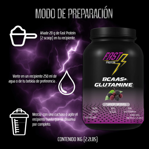 Aminoácidos Bcaas + Glutamina Fast 1kg Varios Sabores Naranja