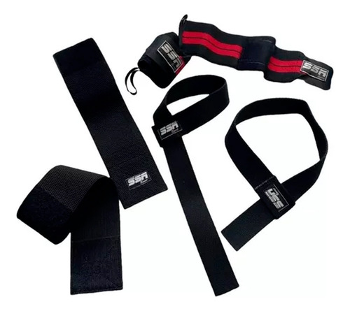 Venda Crossfit Rodillas Straps Lifting Muñequera Profesional Color Negro